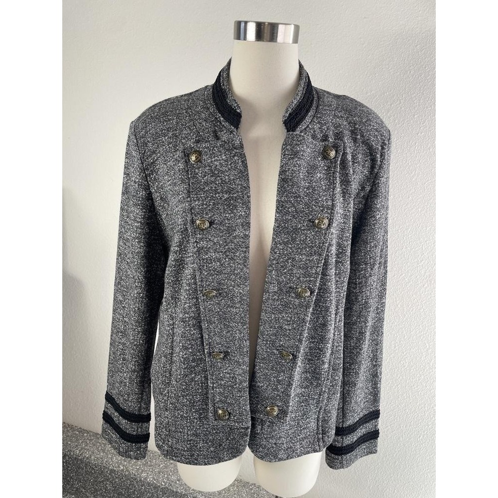 Tommy Hilfiger‎ Jacket Womens XL Gray Knit Double Breasted Bomber Button Pockets